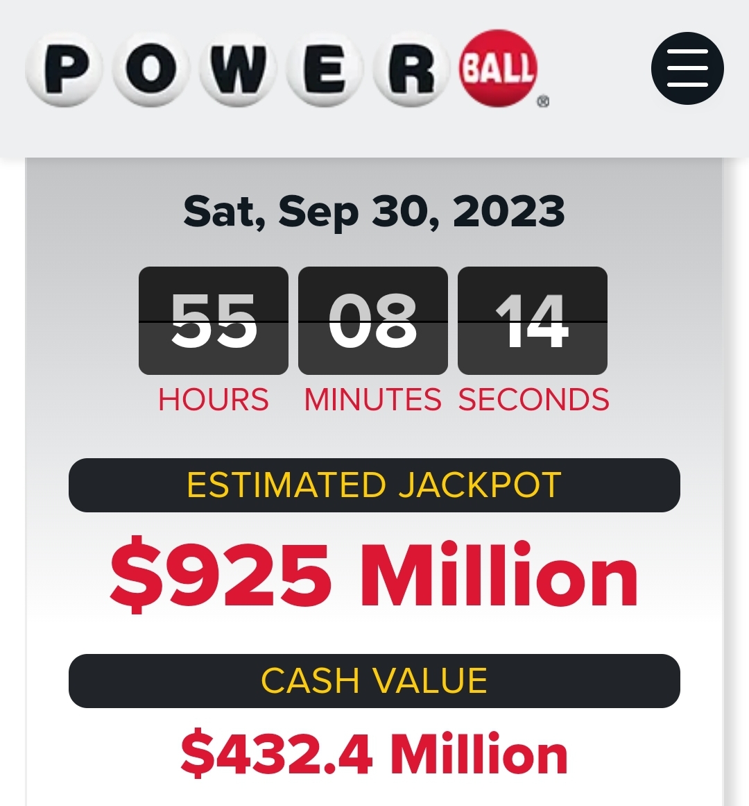 TCG POWERBALL LOTTO POT PART 2 FOR SATURDAY SEPT 30TH 925 MILLY TCG
